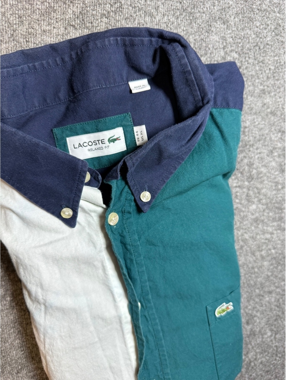 Vintage Lacoste Color-Block Button-Down Shirt Relaxed Fit Men's US XL / FR 44